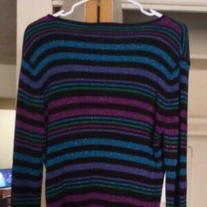 Sag Harbor Glittery Striped Sweater